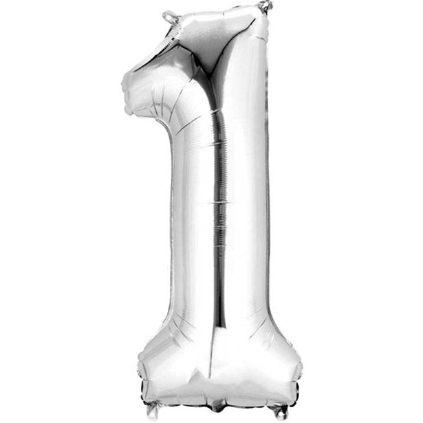 Silver Foil Number Balloons - 16" Air Fill