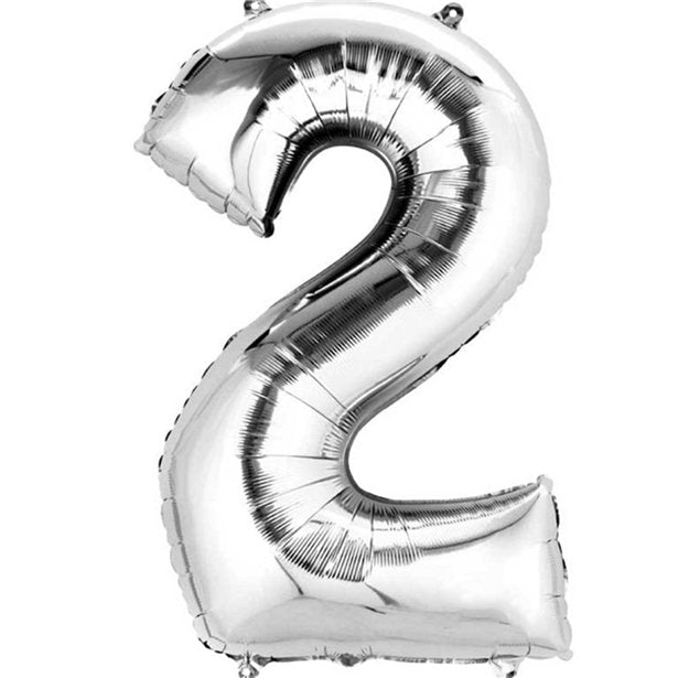 Silver Foil Number Balloons - 16" Air Fill