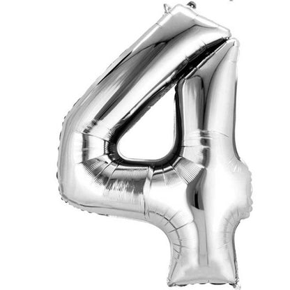 Silver Foil Number Balloons - 16" Air Fill