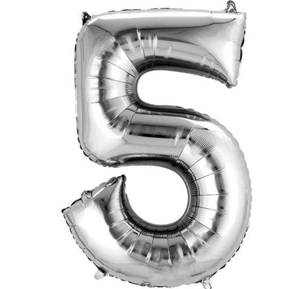 Silver Foil Number Balloons - 16" Air Fill