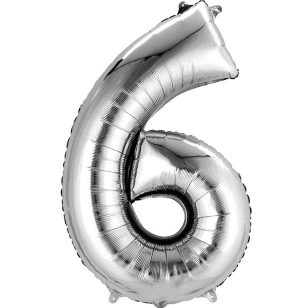 Silver Foil Number Balloons - 16" Air Fill