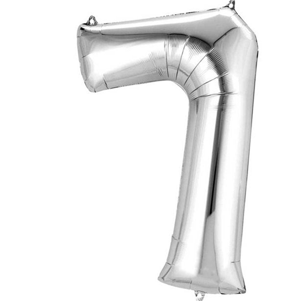 Silver Foil Number Balloons - 16" Air Fill