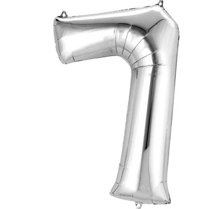 Silver Foil Number Balloons - 16" Air Fill