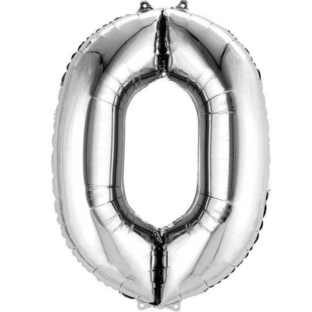 Silver Foil Number Balloons - 16" Air Fill