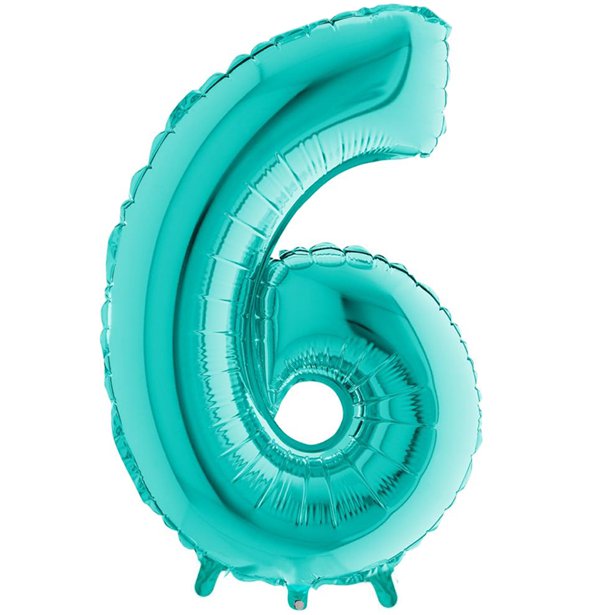 Tiffany Blue Foil Number Balloons - 40" – number 6 – product image 8
