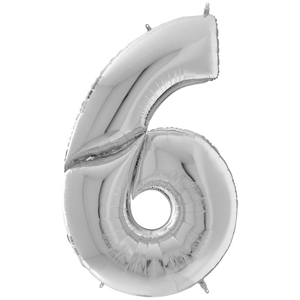 Silver Foil Number Balloons - 64" – number 6 – product image 9