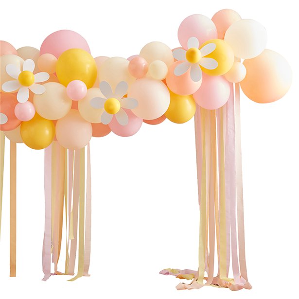 Happy Easter Spring Daisy Balloon Arch - 70 Balloons