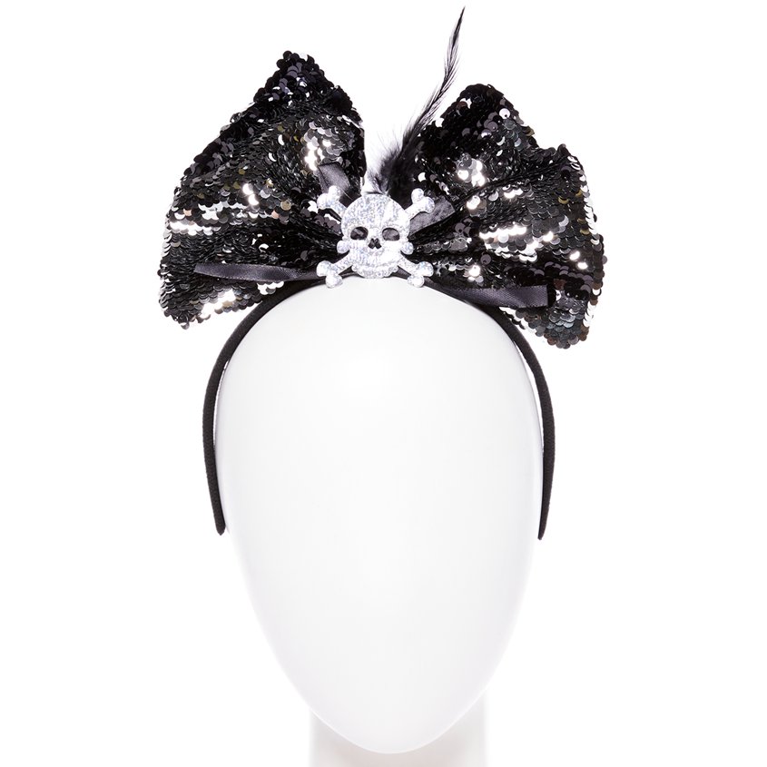 Skeleton Sequin Hair Bow Headband – product image 1
