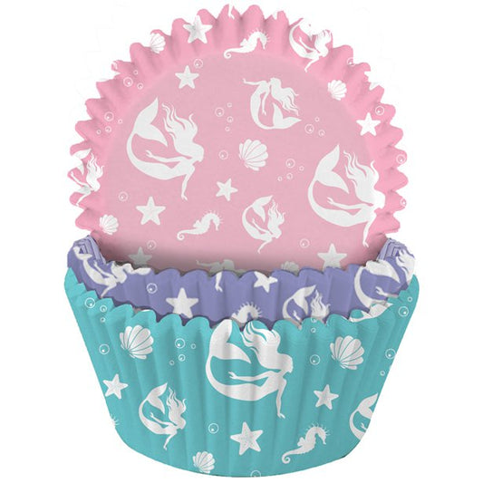 Mermaid Patterned Cupcake Cases - 5cm (75pk)