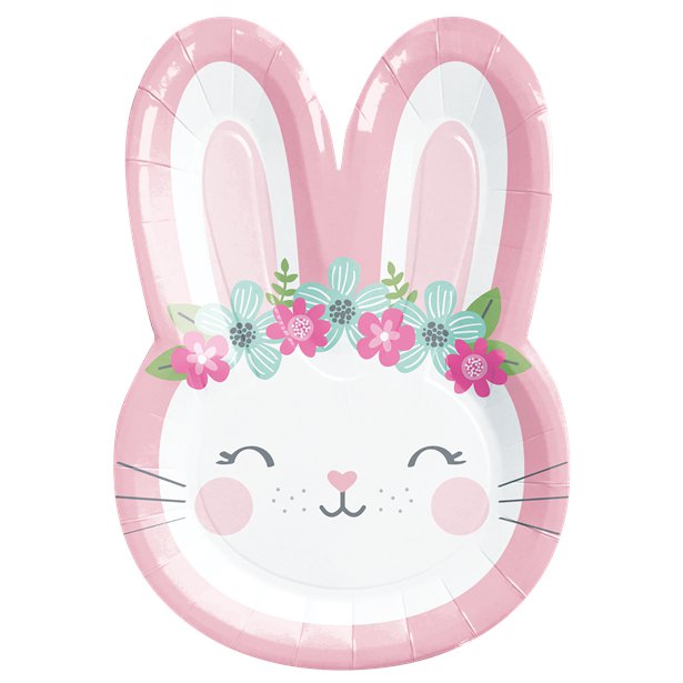 Birthday Bunny Shaped Paper Plates - 23cm (8pk)