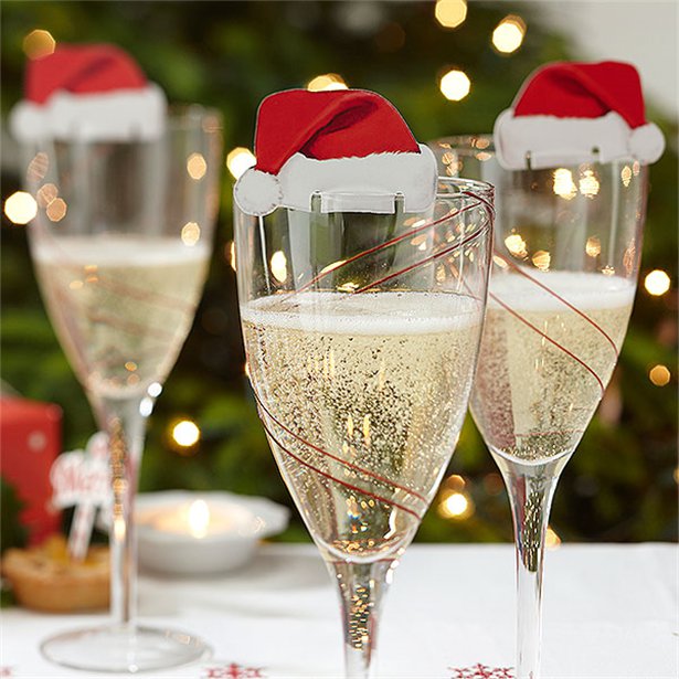Santa Hat Glass Decorations (10pk)