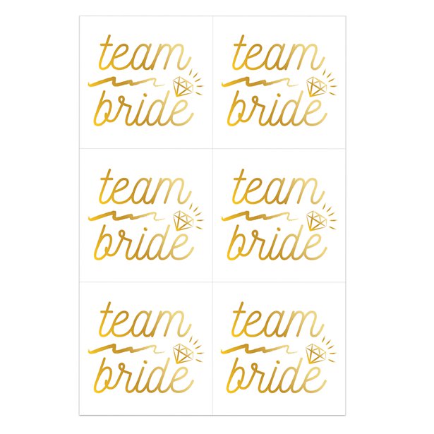 Team Bride Gold Foil Temporary Tattoos (6pk)