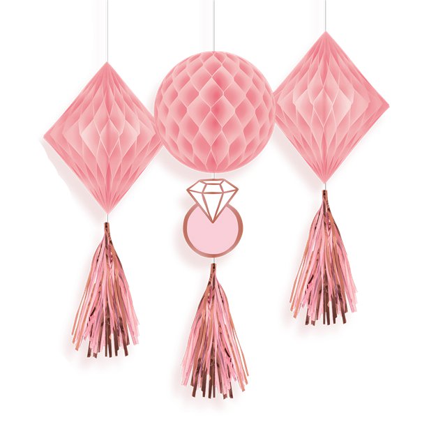 Blush Hen Party Honeycomb Tassel Decorations (3pk)
