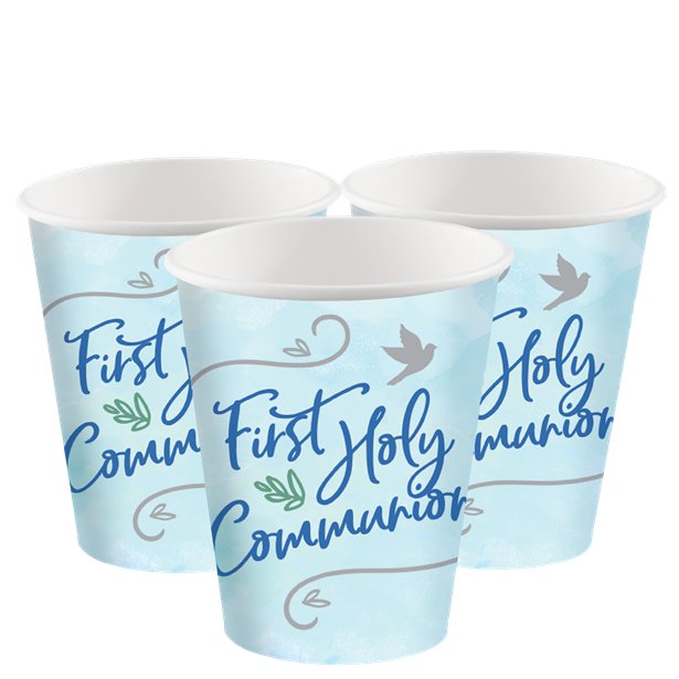 Blue First Communion Paper Cups - 250ml (8pk) – product image 1