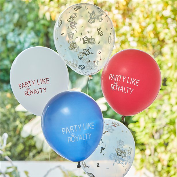 Party Like Royalty & Confetti Balloons - 11" Latex (5pk)