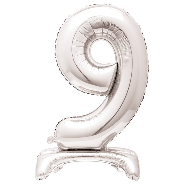 Silver Standing Number Balloons - 30" Air Fill