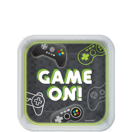 Level Up Square Paper Dessert Plates - 18cm (8pk)