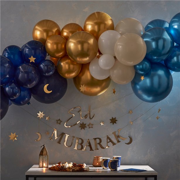 Eid Moon & Stars Balloon Arch - 75 Balloons – product image 1