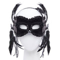 Black Masquerade Mask with Feathers & Beads – product image 1