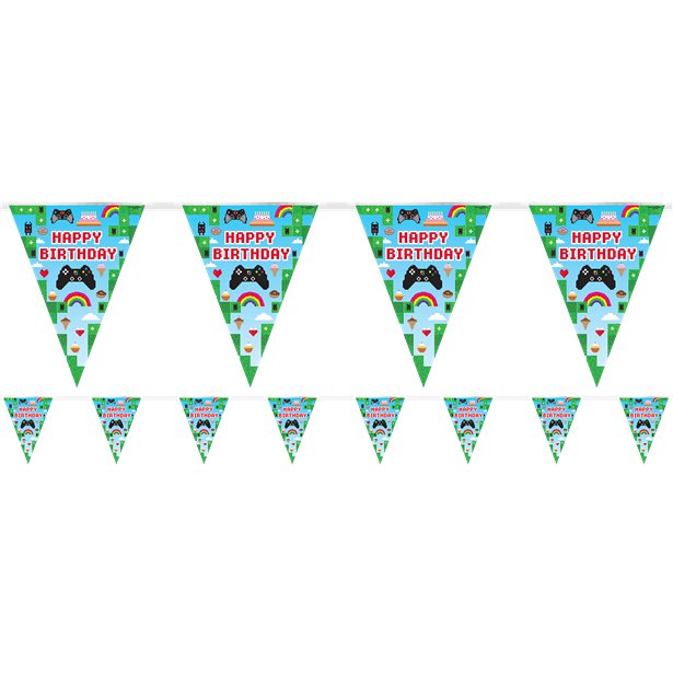 Holographic Gaming Happy Birthday Bunting - 3.9m