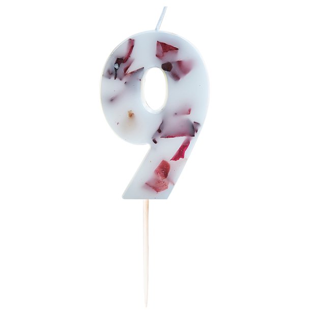 Pressed Petal Number 9 Birthday Cake Candle – product image 1