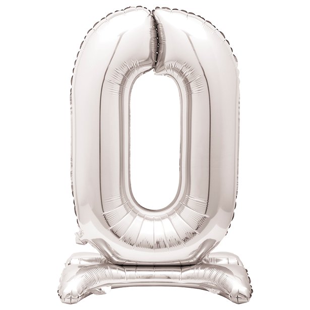 Silver Standing Number Balloons - 30" Air Fill – number 0 – product image 2
