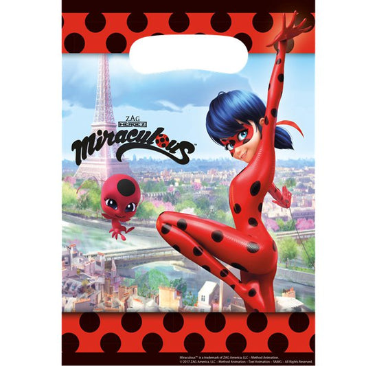 Miraculous Ladybug Plastic Party Bags (8pk)