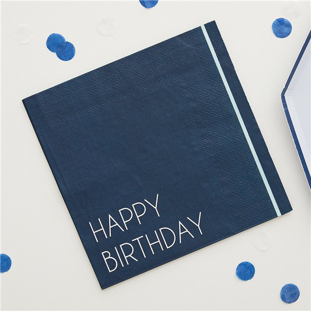 Mix It Up Blue Happy Birthday Eco Paper Napkins (16pk)