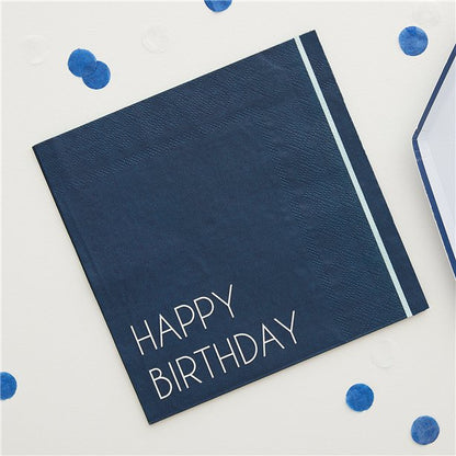 Mix It Up Blue Happy Birthday Eco Paper Napkins (16pk)