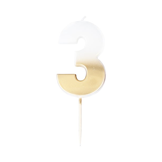 Gold Ombre Number 3 Candle - 5cm – product image 1