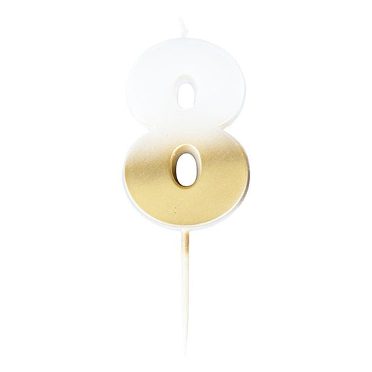 Gold Ombre Number 8 Candle - 5cm