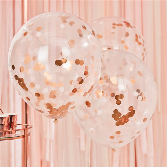 Large Rose Gold & Blush Confetti Balloons - 22" Latex (3pk)