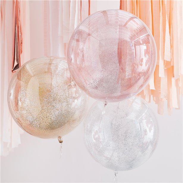 Mixed Metallics Orb Glitter Balloons (3pk)