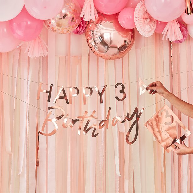Mix It Up Rose Gold Customisable Age Birthday Paper Banner - 1.5m – product image 1