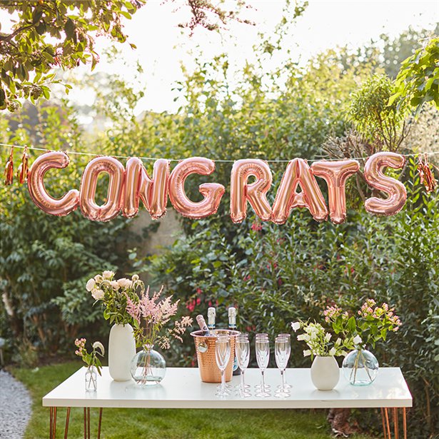 Congrats Rose Gold Balloon Bunting – product image 1