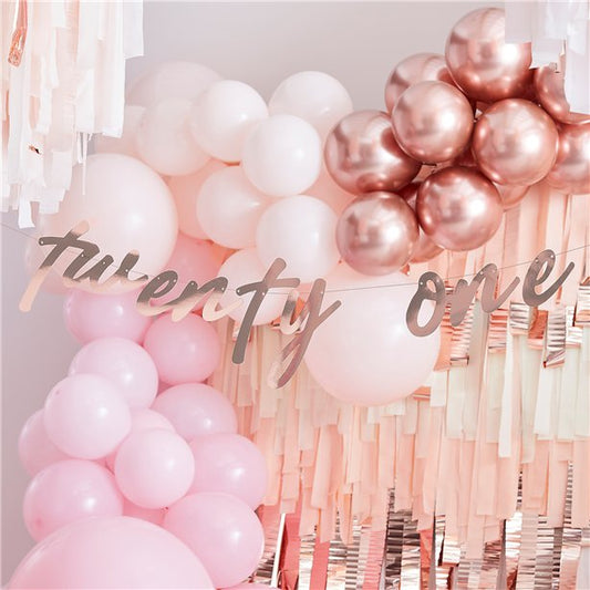 Mix It Up 'Twenty One' Rose Gold Paper Banner - 1.7m