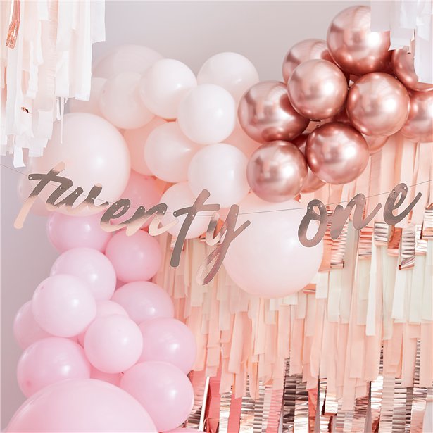 Mix It Up 'Twenty One' Rose Gold Paper Banner - 1.7m – product image 1