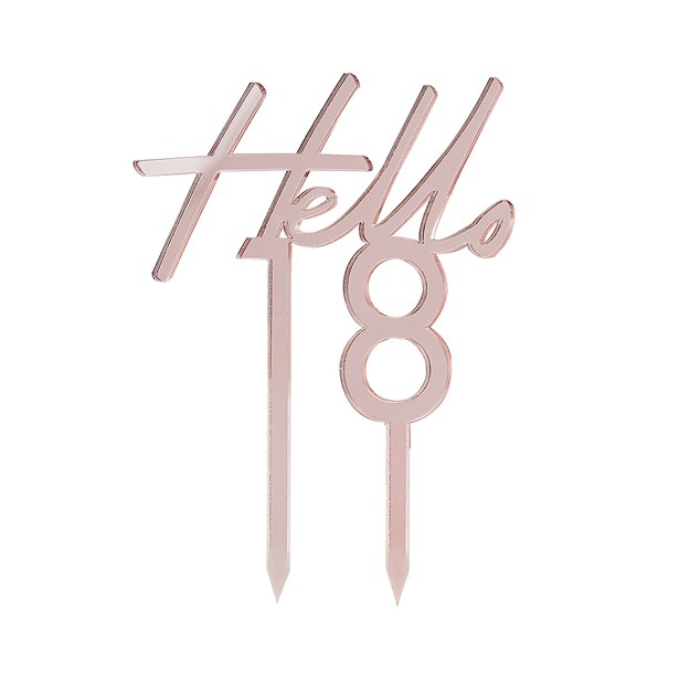 Mix It Up Hello 18 Rose Gold Cake Topper - 13cm x 10cm – product image 1