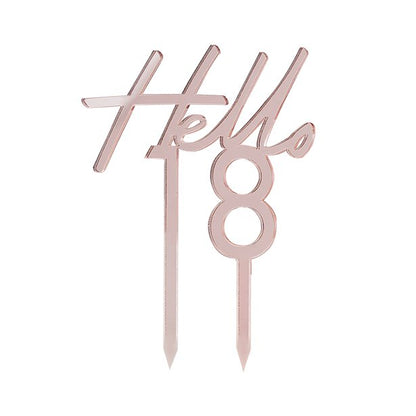 Mix It Up Hello 18 Rose Gold Cake Topper - 13cm x 10cm