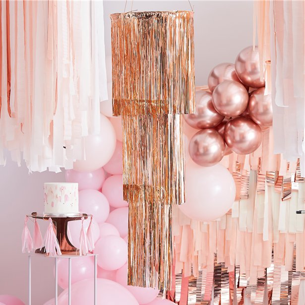 Mix It Up Rose Gold Foil Fringe Chandelier Decoration - 1.3m x 40cm – product image 1