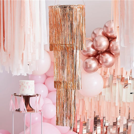 Mix It Up Rose Gold Foil Fringe Chandelier Decoration - 1.3m x 40cm