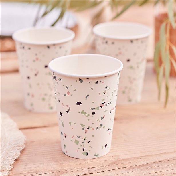 Mix It Up Mint Terrazzo Eco Paper Cups - 266ml (8pk) – product image 1