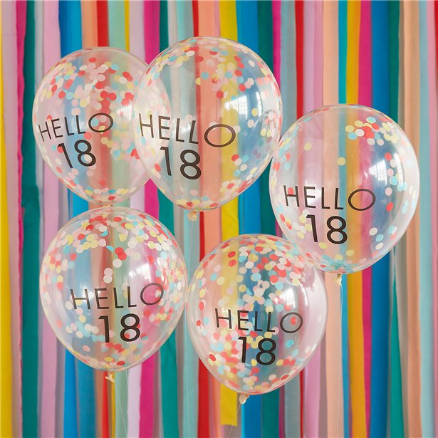 Hello 18 Mix It Up Brights Confetti Latex Balloons - 12" (5pk) – product image 1