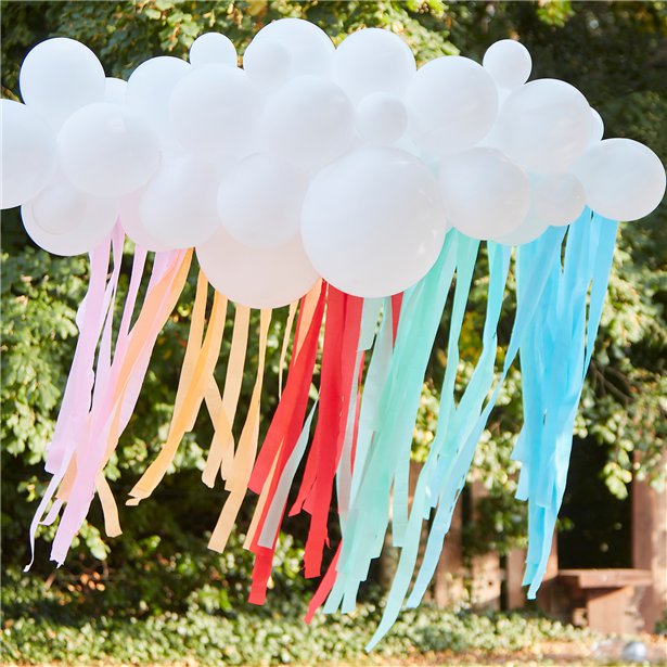 Rainbow Balloon Cloud Backdrop Kit - 40 Balloons