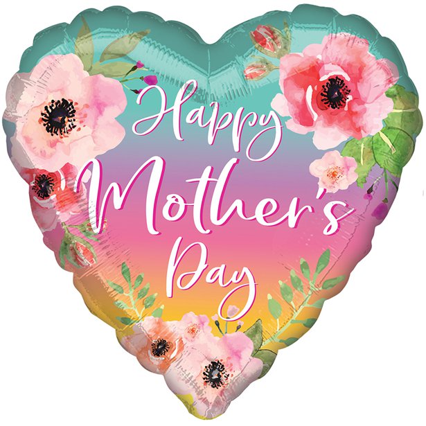 Ombre Flowers Mother's Day Balloon - 18" Foil