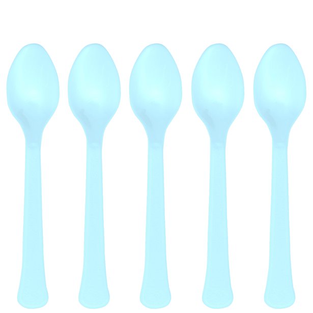 Baby Blue Reusable Plastic Spoons (24pk)