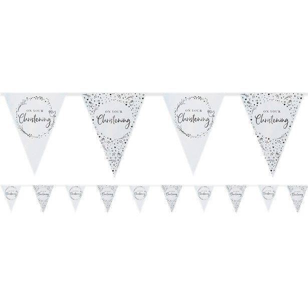 On Your Christening Blue Paper Bunting - 3.7m