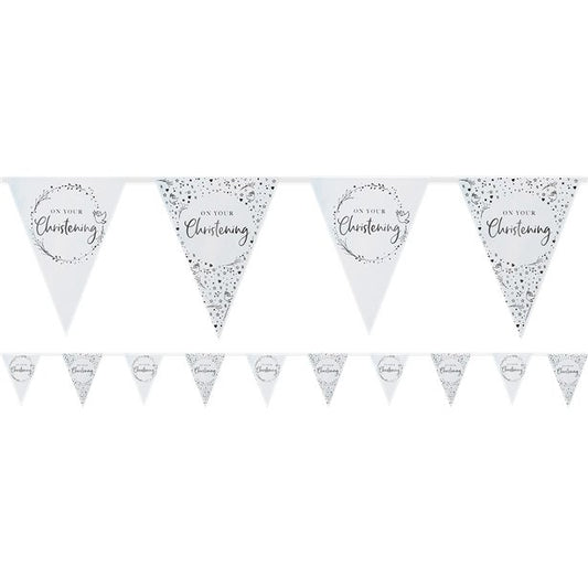 On Your Christening Blue Paper Bunting - 3.7m