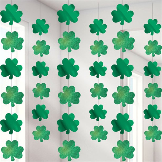 St Patrick's Day Shamrock Hanging Strings - 2.1m (6pk)