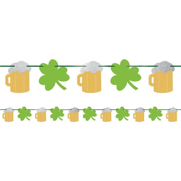 St Patrick's Day Beer and Shamrock Banner - 3.65m – product image 1